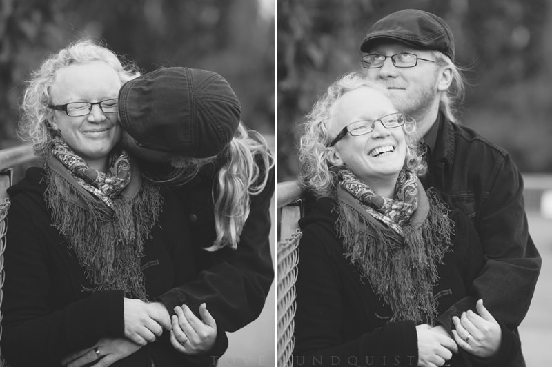 Svartvit diptyk på ett förälskat par. Engagement session, provfotografering, i Malmö tillsammans med bröllopsfotograf Tove Lundquist.